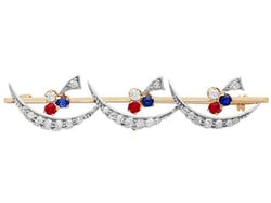 Victorian Bar Brooch with Gemstones