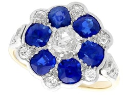 Blue Sapphire and Diamond Platinum Ring