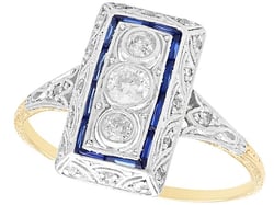 1920s Art Deco Diamond and Sapphire Ring