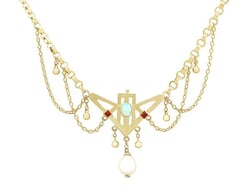 Antique Art Nouveau Necklace with Gemstones