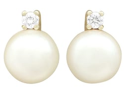Vintage Pearl and Diamond Earrings