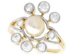 Antique pearl and diamond cluster