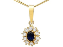 Blue Sapphire and Diamond Pendant
