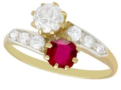 Ruby and Diamond Twist Ring