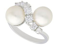 Cultured Pearl and Diamond Ring