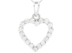 Diamond Heart Pendant in White Gold