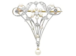 Victorian Pearl and Diamond Brooch