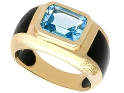 Mens Blue Topaz Ring in Gold