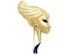 Vintage Gold Ladies Face Brooch for Sale