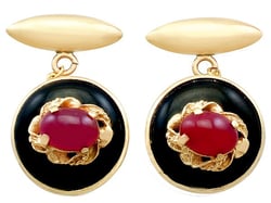 Vintage Ruby Cufflinks with Onyx 