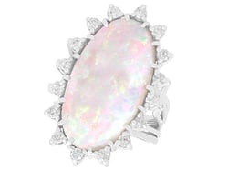 1960s Vintage Opal and Diamond Ring