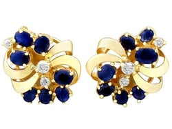 gold sapphire diamond earrings