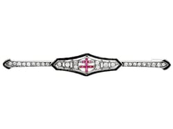 antique diamond and ruby bar brooch