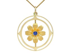 Antique Floral Sapphire Pendant 