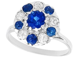 Sapphire and Diamond Cluster Ring Antique