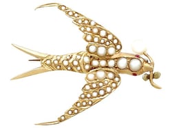 Antique Seed Pearl Bird Brooch