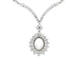 Vintage Cultured Pearl and Diamond Necklace