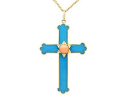 Antique Enamel Cross Pendant