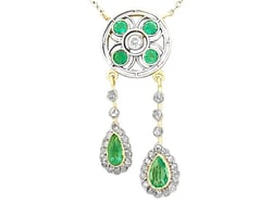 antique emerald and diamond pendant