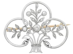 platinum diamond floral brooch