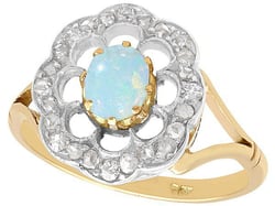 Antique Opal & Diamond Cluster Ring 