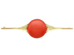 Yellow Gold and Coral Brooch