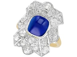 Cabochon Sapphire and Diamond Ring
