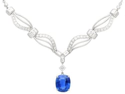 Ceylon Blue Sapphire Necklace with Diamonds