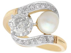 Antique Pearl and Diamond Twist Ring