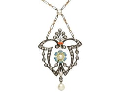 Antique Pearl and Enamel Pendant 