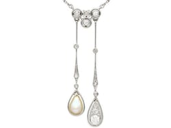 Pearl and Diamond Double Drop Pendant