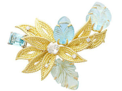 Floral Aquamarine Brooch