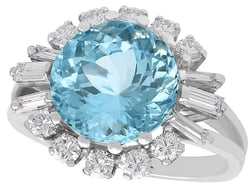 Vintage Aquamarine and Diamond Ring