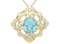 Large Aquamarine Pendant with Diamonds