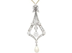Large Antique Diamond and Pearl Pendant