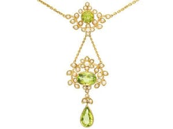 Antique Peridot and Pearl Necklace