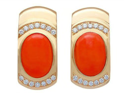 Vintage Coral Diamond Earrings 