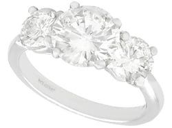 3 Stone Diamond Ring 2 Carat Center Stone