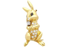Vintage Rabbit Brooch with Diamonds