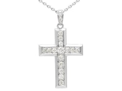 Antique Diamond Cross Pendant White Gold 