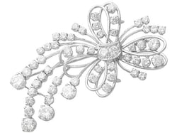 Diamond Floral Spray Brooch in Platinum