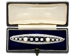 Antique Natural Pearl and Diamond Brooch
