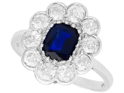 Cushion Cut Sapphire and Diamond Ring