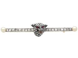 Antique Diamond Fox Brooch Pin