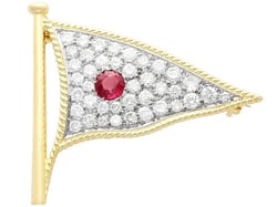 Ruby and Diamond Flag Brooch