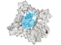 18ct White Gold Aquamarine and Diamond Ring