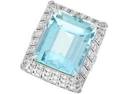 Emerald Cut Aquamarine Platinum Ring