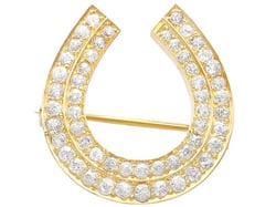 Gold Diamond Horseshoe Brooch