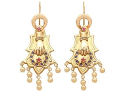 Antique Sapphire Earrings with Rubies