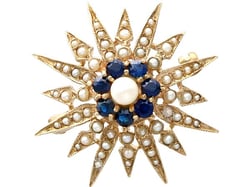 Victorian Style Pearl Star Brooch